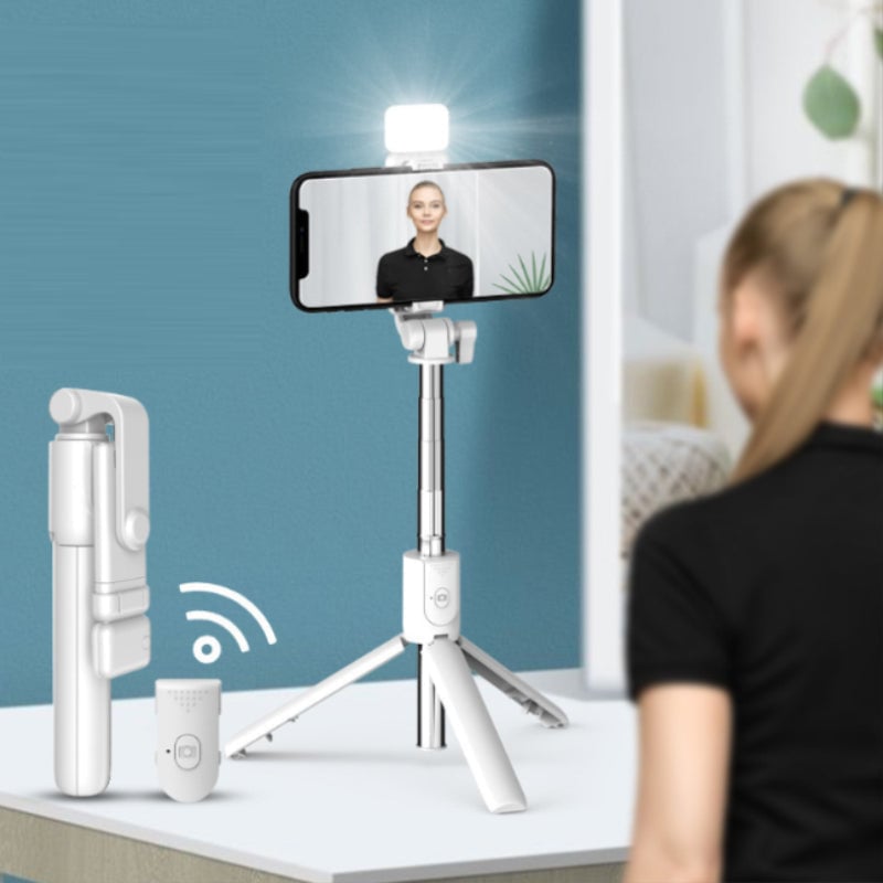 Selfie Stick Tripod Bluetooth Extendable Stainless Steel with Fill Light 22