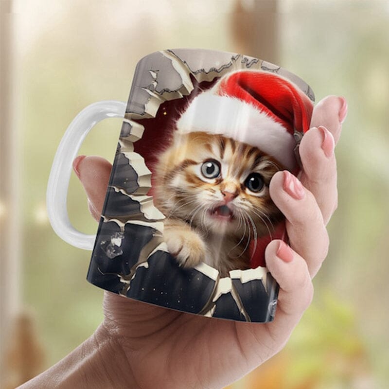 3D Christmas Hot Cocoa Mug Ceramic | Inflated Novelty Design with C-Handle | Dishwasher & Microwave Safe Festive Gift