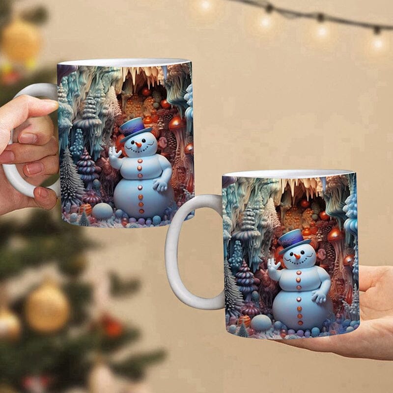 3D Christmas Hot Cocoa Mug Ceramic | Inflated Novelty Design with C-Handle | Dishwasher & Microwave Safe Festive Gift