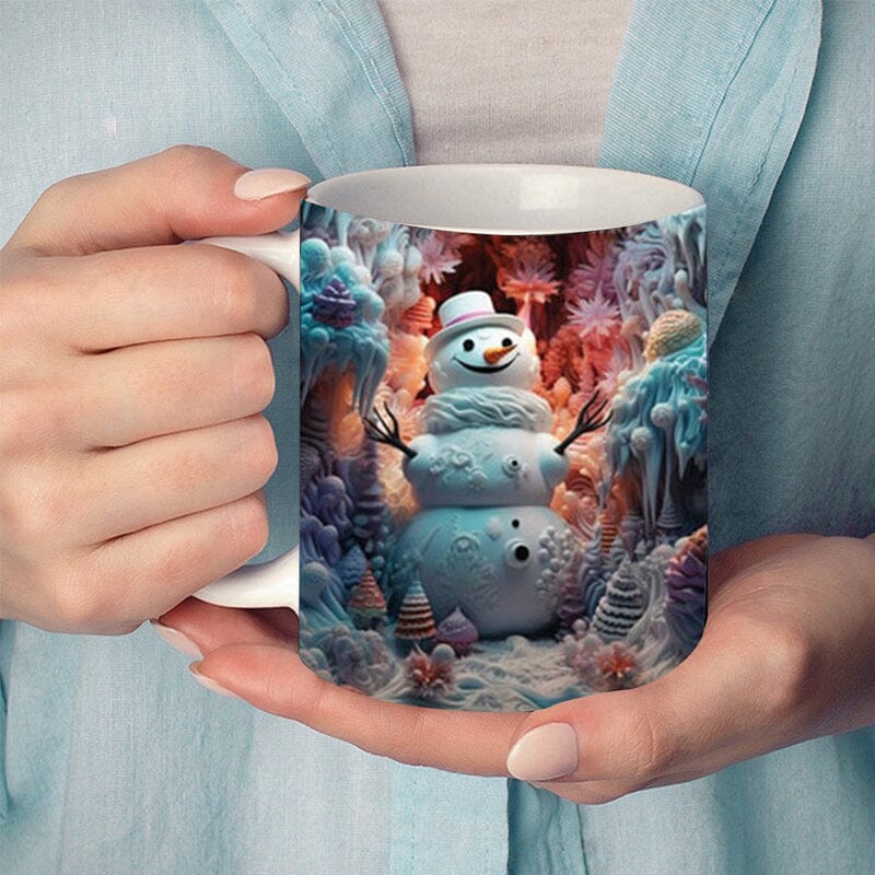 3D Christmas Hot Cocoa Mug Ceramic | Inflated Novelty Design with C-Handle | Dishwasher & Microwave Safe Festive Gift