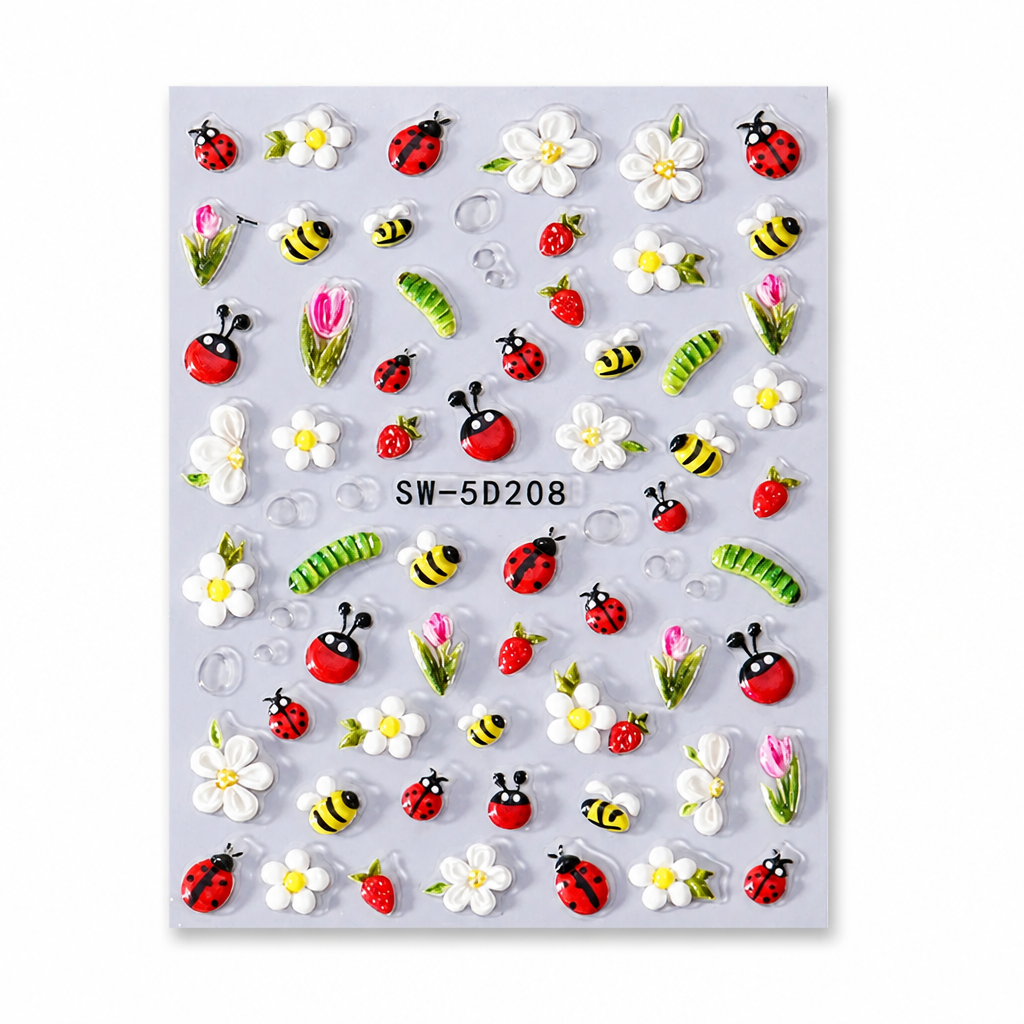3D Floral Nail Stickers | Embossed Lily and Daisy Design | Peel-and-Stick Application for an Instant Salon Manicure