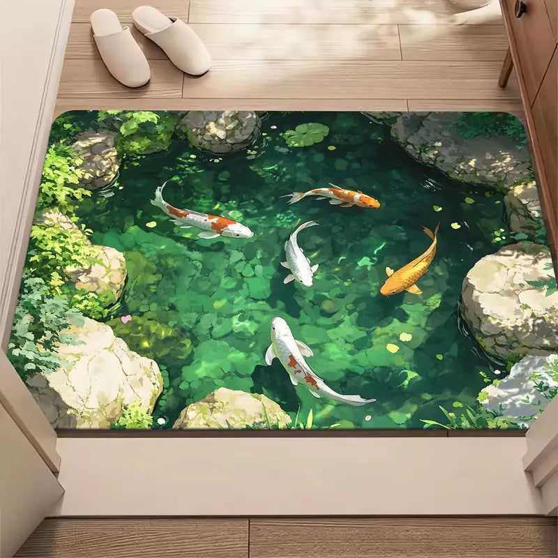 3D Illusion Area Mat | Realistic Ocean Depth Print with Non-Slip Backing | Washable Floor Rug for Living Rooms and Entryways