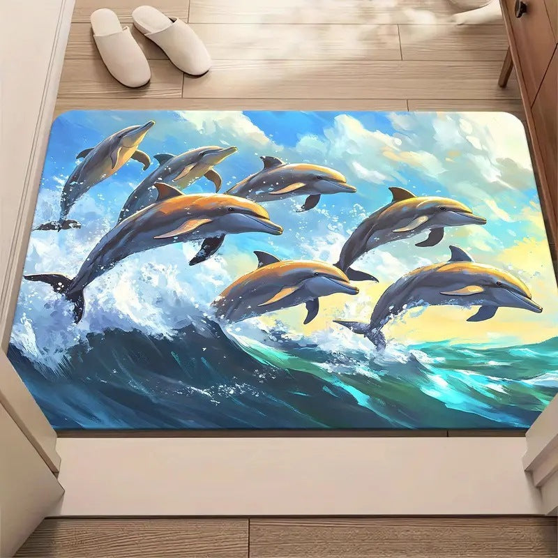 3D Illusion Area Mat | Realistic Ocean Depth Print with Non-Slip Backing | Washable Floor Rug for Living Rooms and Entryways