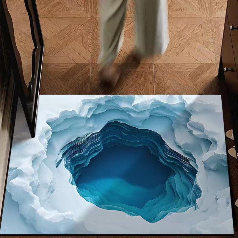 3D Illusion Area Mat | Realistic Ocean Depth Print with Non-Slip Backing | Washable Floor Rug for Living Rooms and Entryways