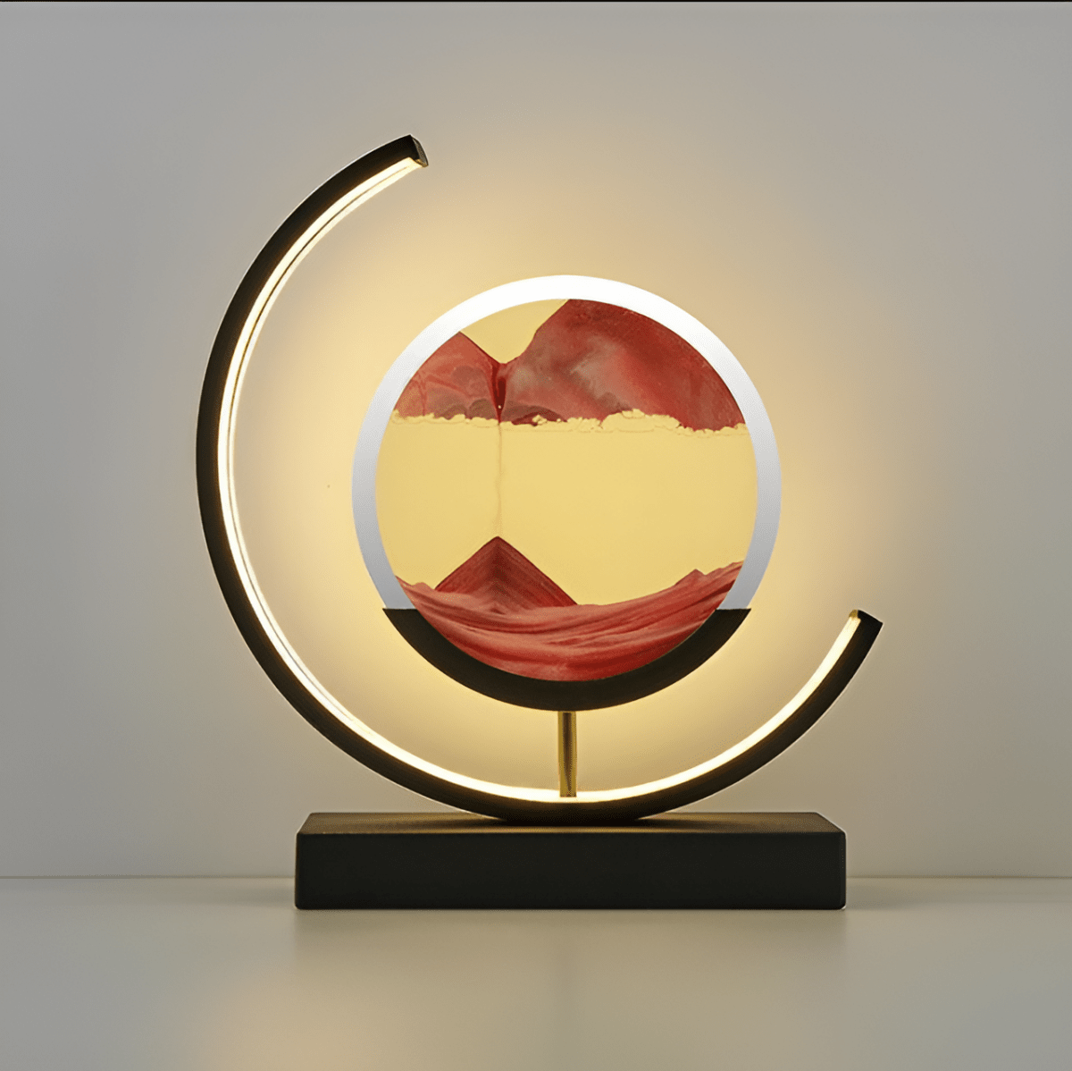 3D Moving Sand Art Lamp | Rotating Sandscape with LED Crescent Light