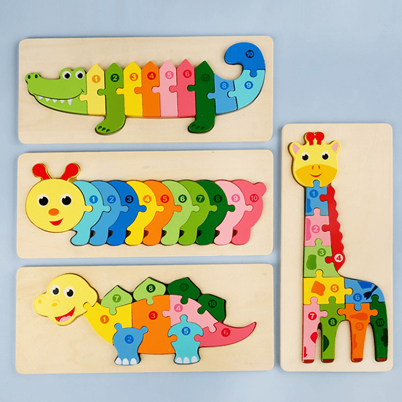 3D Wooden Animal Puzzle | Chunky Grab-and-Place Pieces | Builds Fine Motor Skills and Shape Recognition for Kids