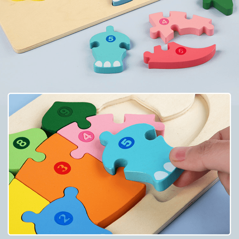 3D Wooden Animal Puzzle | Chunky Grab-and-Place Pieces | Builds Fine Motor Skills and Shape Recognition for Kids
