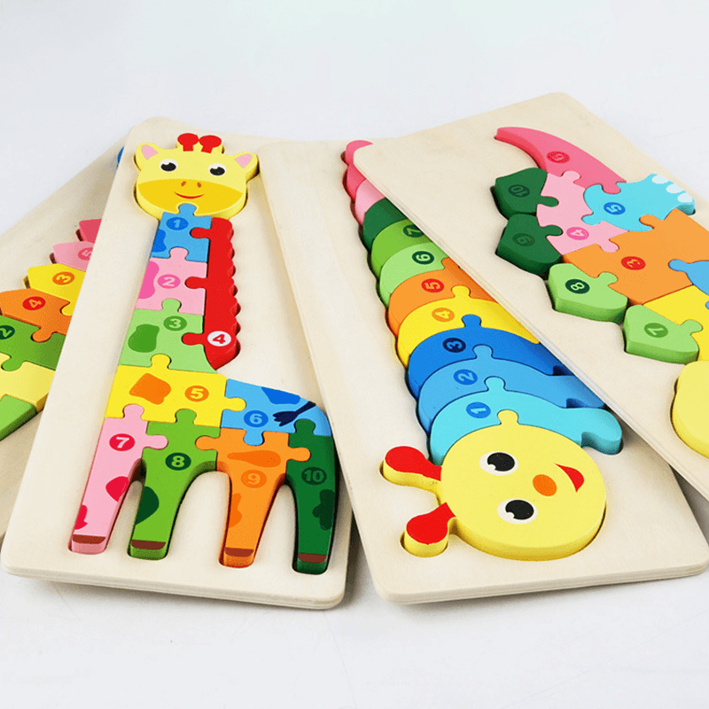 3D Wooden Animal Puzzle | Chunky Grab-and-Place Pieces | Builds Fine Motor Skills and Shape Recognition for Kids