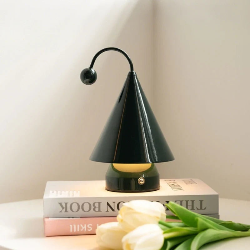 Cordless Cone Table Lamp, Iron & Acrylic, 20 x 12.5 x 12.5 cm | 3 Colours, Stepless Dimming | Rechargeable, Up to 6 Hours 3