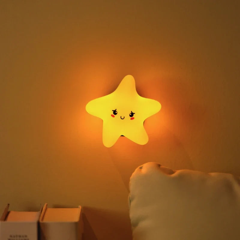 Silicone Night Light 9 cm | Star, Moon or Cloud Shape | Squeeze-Control, Rechargeable, Warm White Glow, Nursery Gift 2