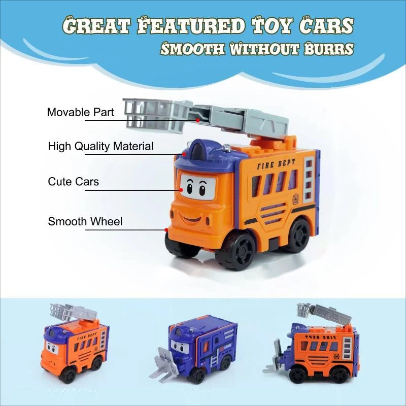 Transforming Toy Car Set Plastic | 4-in-1 Construction Vehicles, No Sharp Edges | Educational Gift for Kids and Toddlers 5