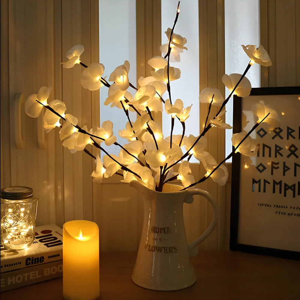 LED Branch Lights Plastic | Bendable Twigs, 20 LEDs, Battery-Powered | Flexible Décor Lighting for Home or Office 3