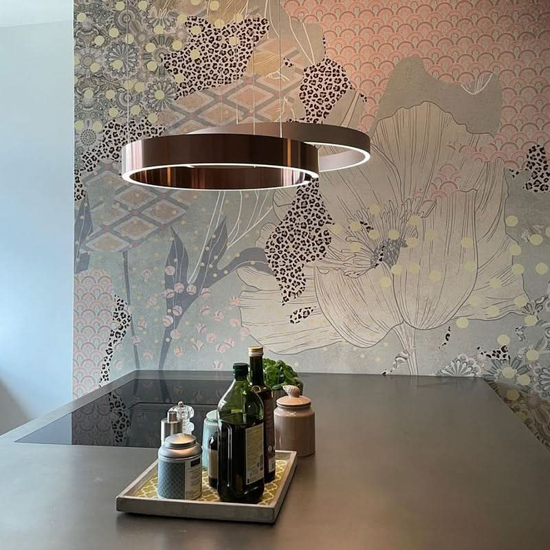 Round LED Ceiling Light Metal Acrylic | 3 Light Tones Dimmable Adjustable Height | Minimalist Living Room Lighting 3
