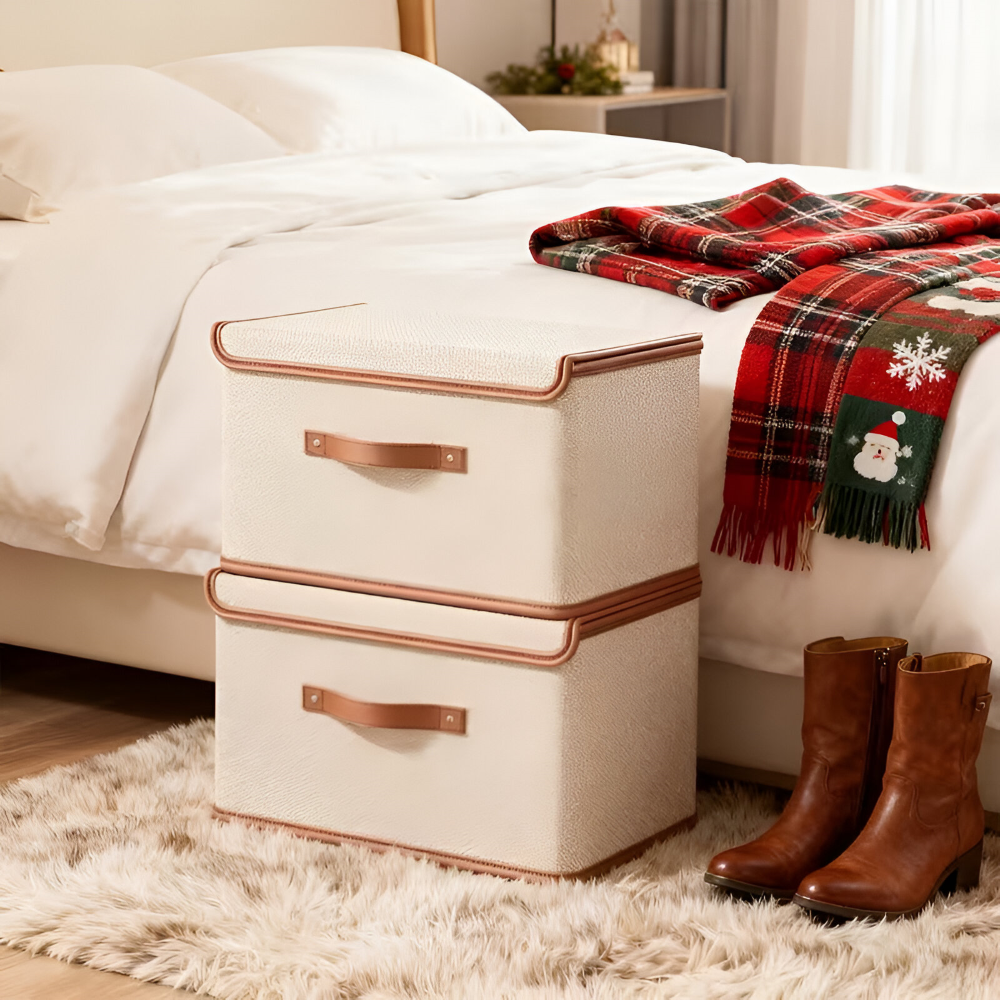 Foldable Storage Box Lid Oxford Fabric Household with Carry Handles 10