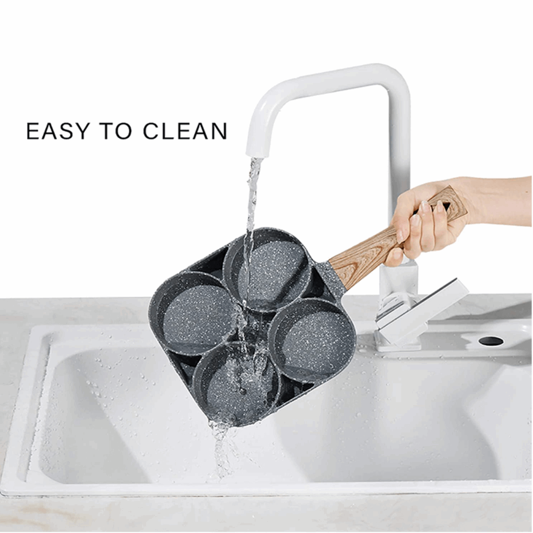 4-Section Frying Pan with Non-Stick Coating | Cook Eggs, Bacon and More at Once | Gas and Induction Hob Compatible