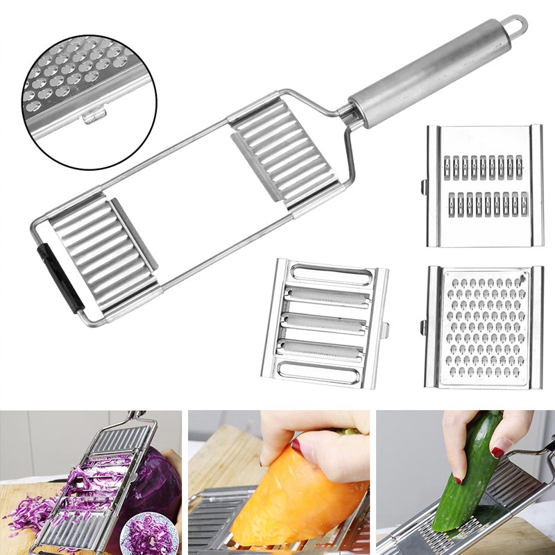 4-in-1 Multifunctional Grater Stainless Steel | Interchangeable Slice, Shred & Grate Blades | Dishwasher Safe & Rust Resistant