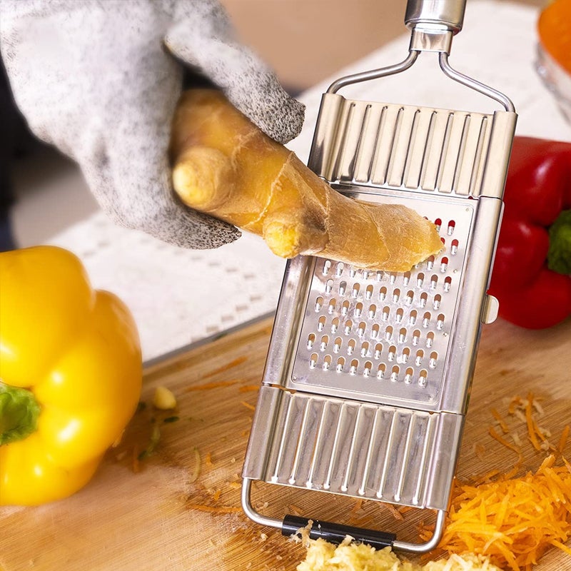 4-in-1 Multifunctional Grater Stainless Steel | Interchangeable Slice, Shred & Grate Blades | Dishwasher Safe & Rust Resistant
