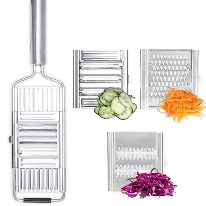 4-in-1 Multifunctional Grater Stainless Steel | Interchangeable Slice, Shred & Grate Blades | Dishwasher Safe & Rust Resistant