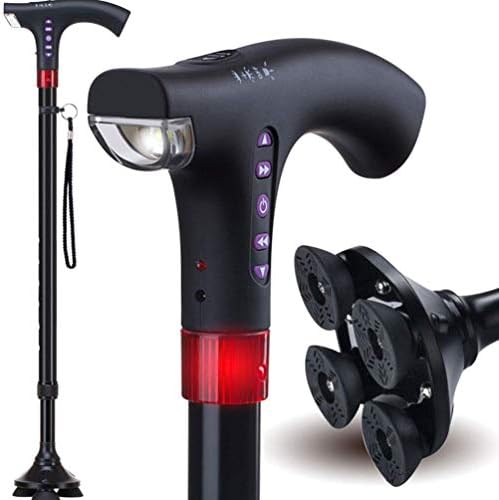 Walking Stick for Elderly | LED Torch & SOS Alarm | Adjustable 73-95.5 cm Foldable Aluminium Alloy Cane with Radio, 500 g 13