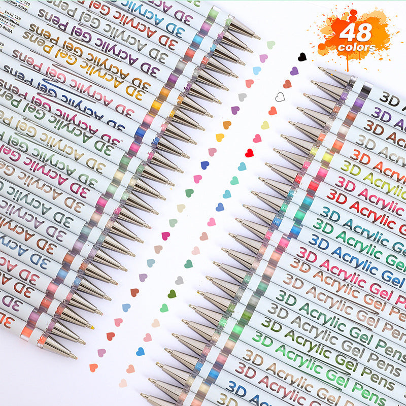 Acrylic Gel Pens Set 12 to 48 Pieces | Fine Steel Tip for Smear-Free Lines | Pigment-Rich Ink for Light and Dark Surfaces 10
