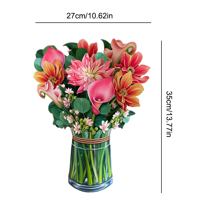 3D Pop-Up Bouquet Greeting Card | Unfolds into a Life-Like Paper Flower Display | Includes Paper Vase & Note Card 4