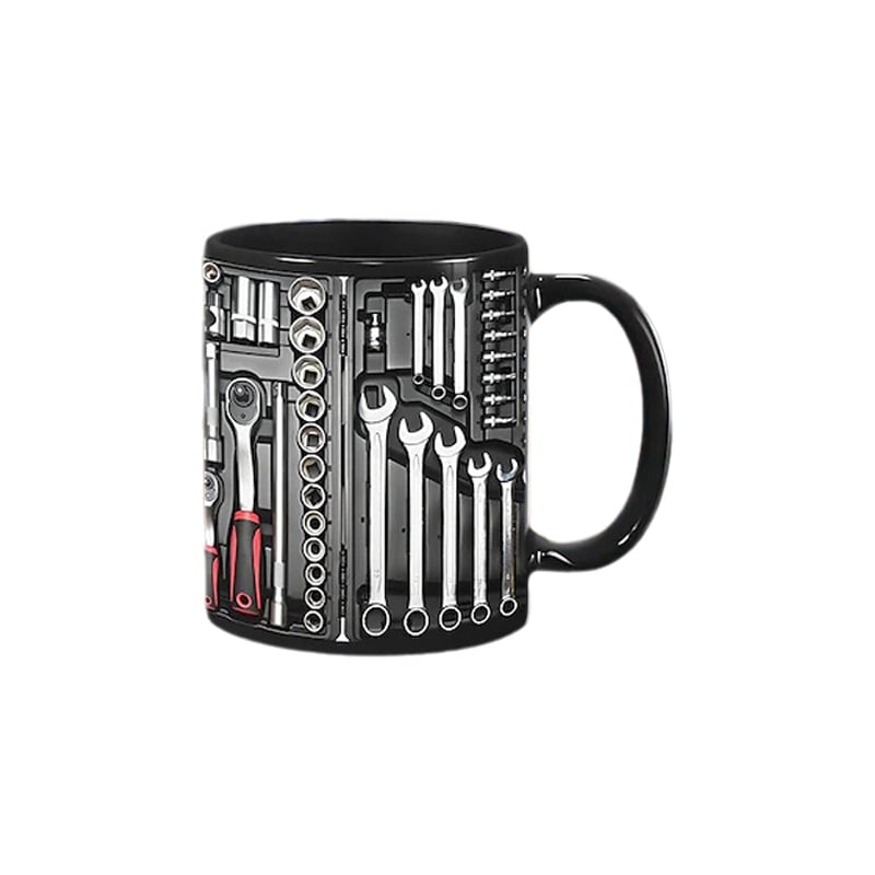Toolbox Mug Ceramic Novelty Microwave Safe Compact with Raised 3D Pattern 3