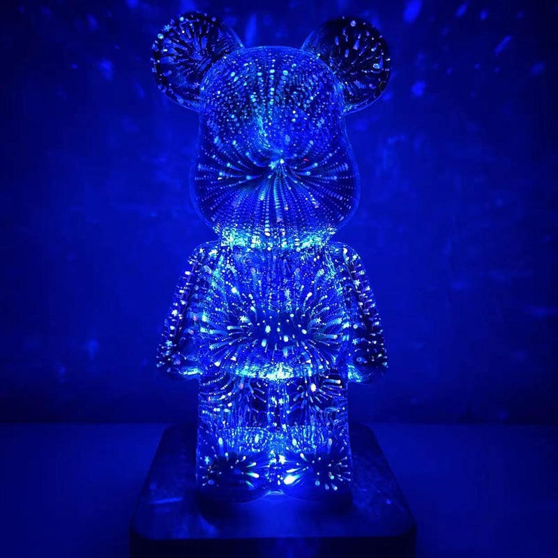 Decorative Lamp 3D Bear Glass USB Powered with Push-Button Colour Change 5