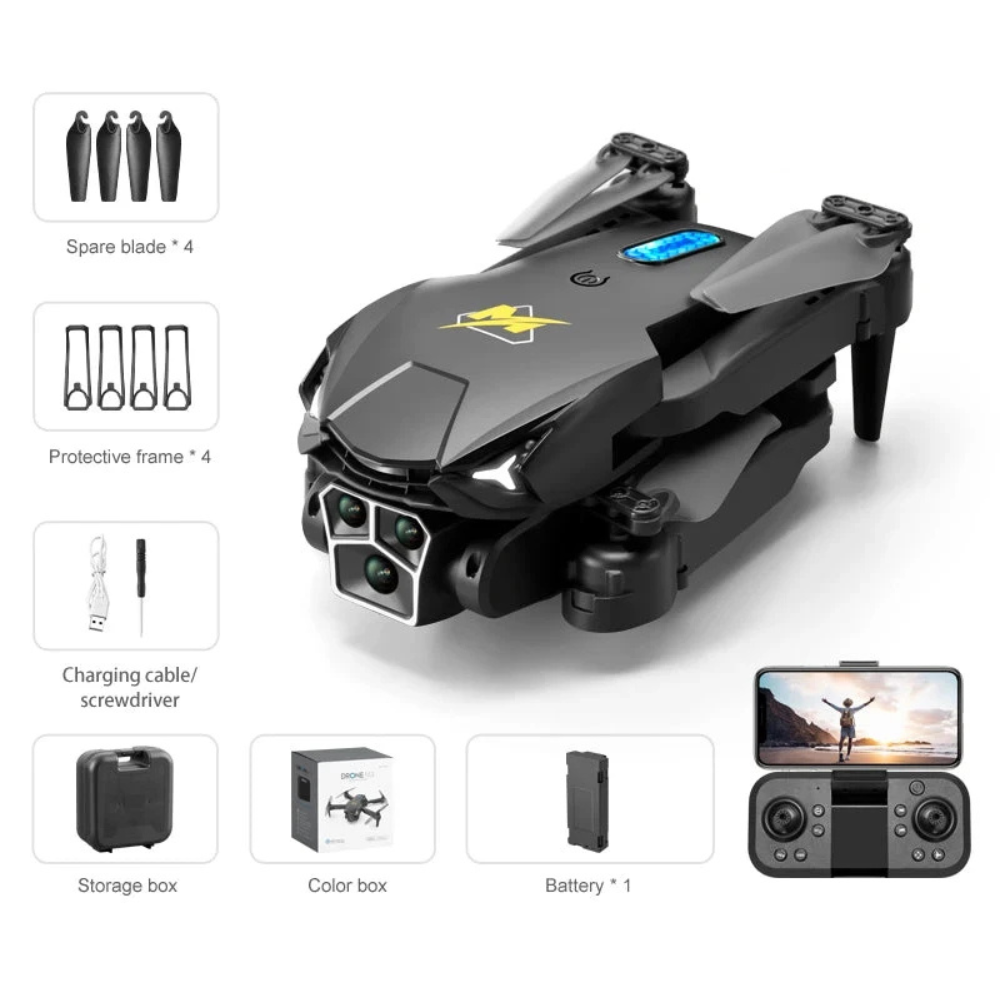 4K Camera Drone Triple-Lens | Brushless Motor & Optical Flow Hover Stabilisation | One-Click Return Foldable Design