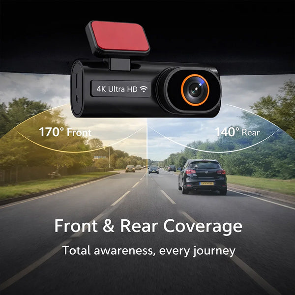 4K Wireless Dash Cam Front and Rear – Ultra HD Dashboard Camera for Car (FREE 64GB SD Card & Pro Installation Kit) 5