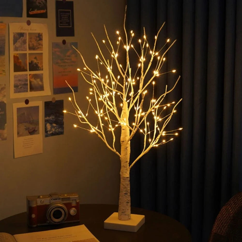 Birch Branch Light 55 cm | PVC & Copper Wire, Warm White 144 LED | Cordless, Bendable, Battery-Powered, Table Decor 4