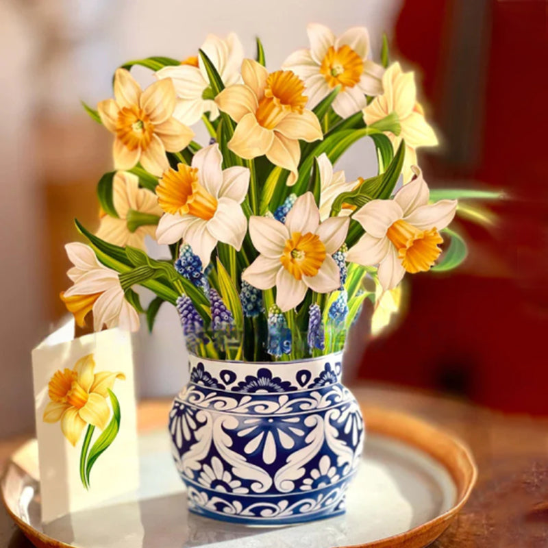 3D Pop-Up Bouquet Greeting Card | Unfolds into a Life-Like Paper Flower Display | Includes Paper Vase & Note Card 12