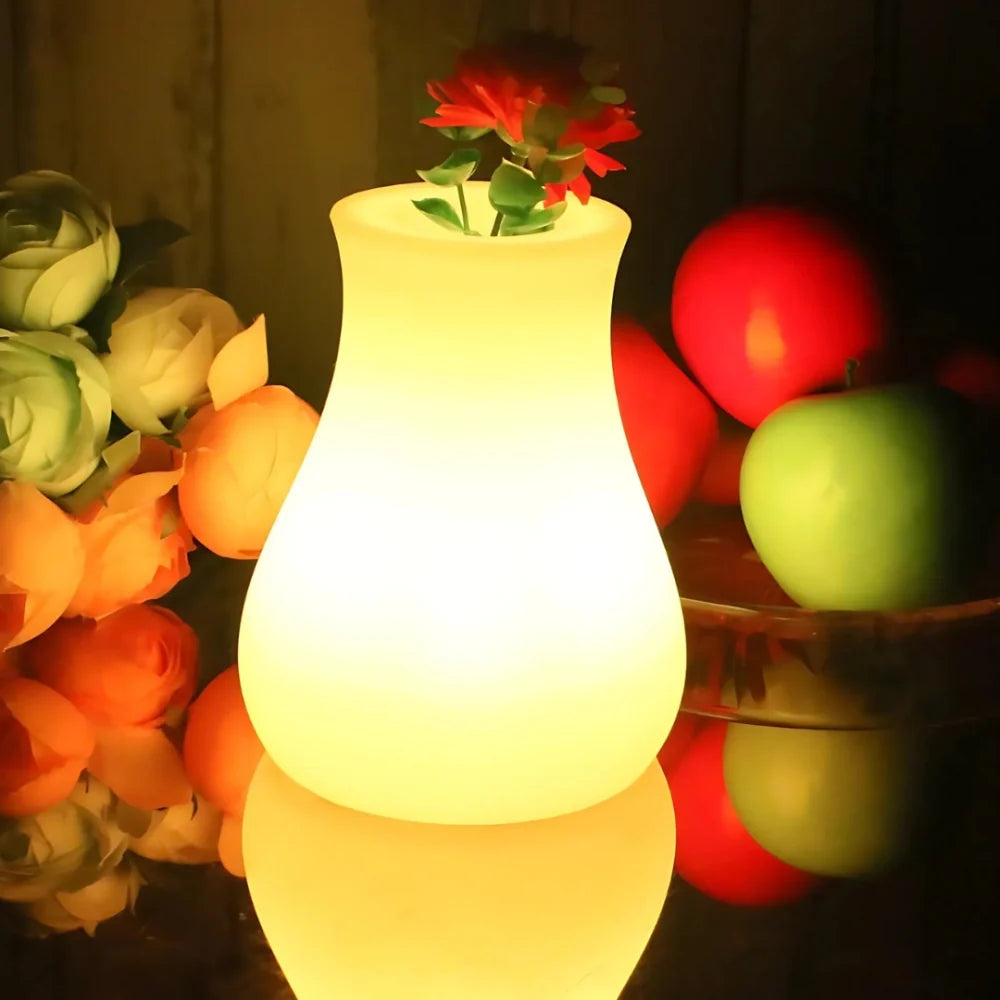 LED Flower Vase Plastic 11 x 11 x 15 cm | Rechargeable & IP65 Waterproof | 16 Colours, Remote Control, USB Charging 18