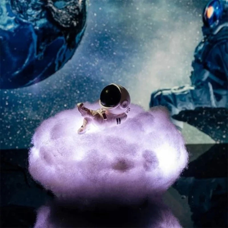 Cloud Lamp with Astronaut Figure, ABS and Cotton, 20 cm | 12 Colour LED, Remote Control | Cosy Ambient Night Light 4