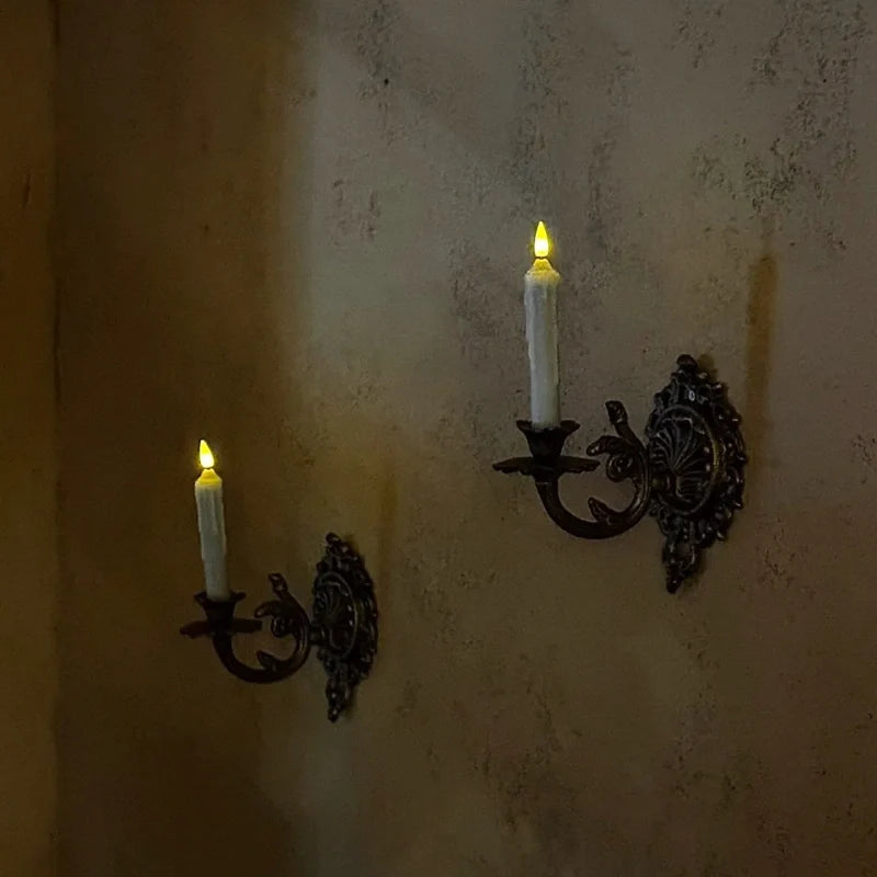 Wrought Iron Candle Sconce 18.5 x 18.5 x 13 cm | Ornate Scrollwork Wall Design | Holds Taper Candles & Doubles as Hook 12