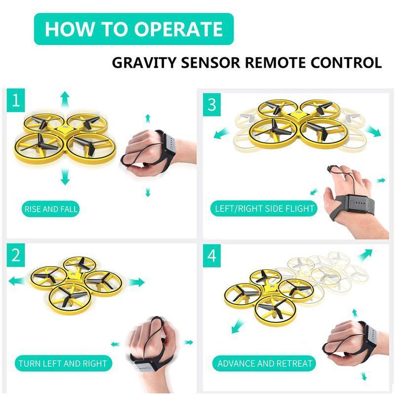 2.4G Gravity Sensor Watch-Control Mini Drone | Infrared Obstacle Avoidance, 3D Flips | Altitude Hold, LED Lights, USB Charging 7