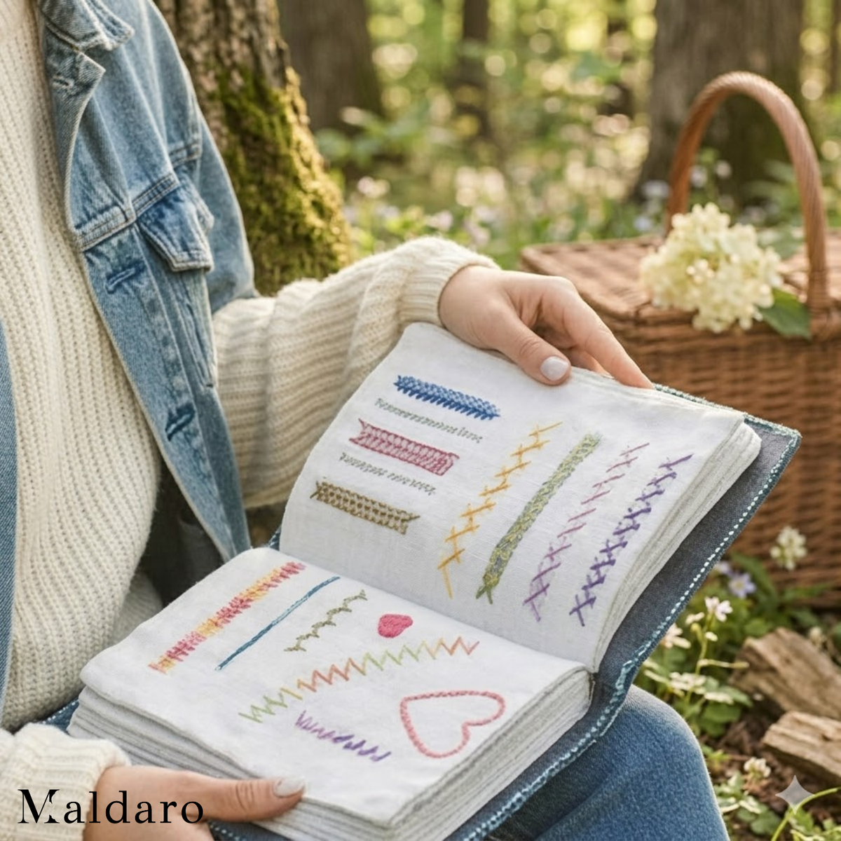 Embroidery Stitch Guide Set | 106 Stitch Patterns with Removable Linen Pages | 86-Piece Kit with Bamboo Frame and Needles 4