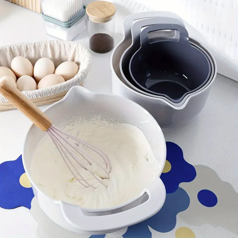 Nesting Mixing Bowl Set Plastic Stackable Graduated with Pour Spouts 4