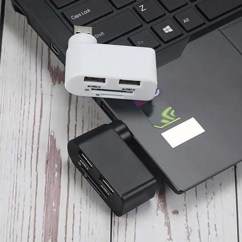 4-in-1 Rotating USB Hub Card Reader | USB 2.0 Transfer Up to 480Mbps | Reads SD/MicroSD Cards & USB Flash Drives 7