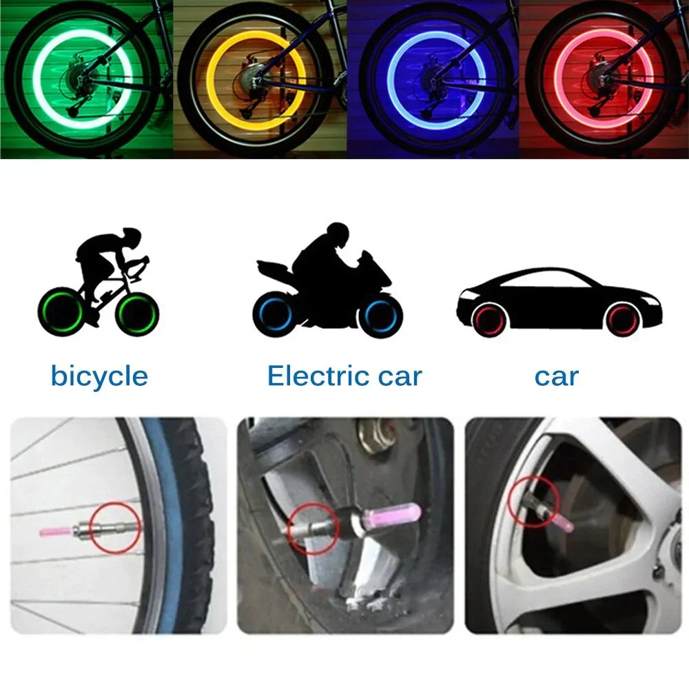 LED Wheel Valve Cap Lights, Set of 2 | Motion-Activated, No Wiring Needed | Fits Car, Bike & Motorcycle, 4 Colours 5