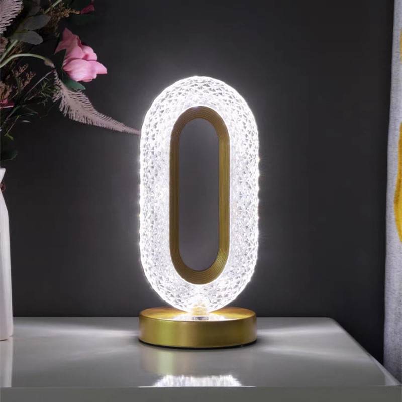 Crystal-Effect Table Lamp, Metal Base, 26 cm | Patterned Faceted Design | Rechargeable USB-C, Touch Dimmable, 3 Colour Modes 3