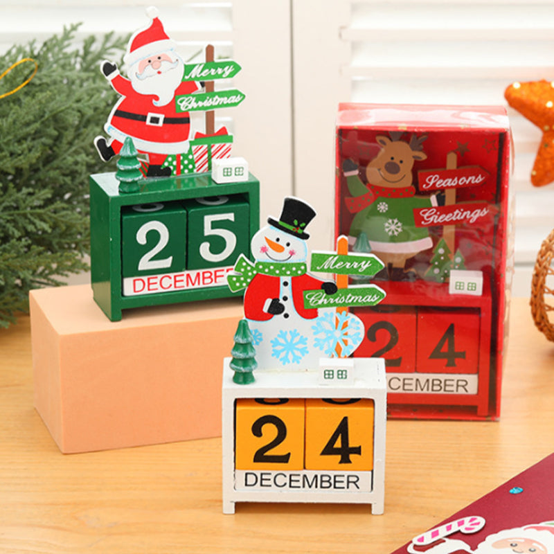 Wooden Christmas Countdown Calendar | Numbered Dates with Carved Figure Design | Eco-Friendly Reusable Wood Decoration 5