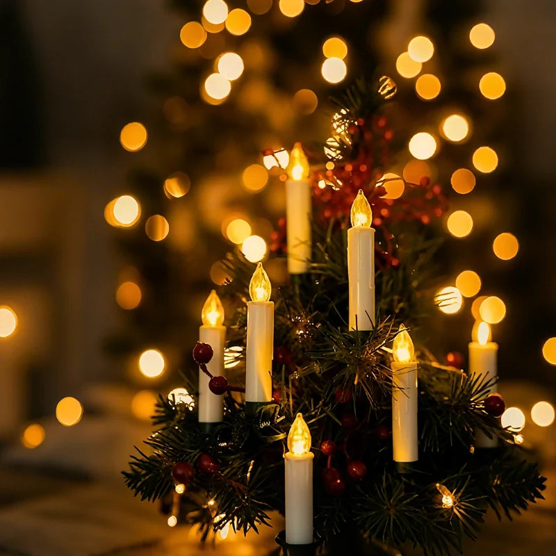 Cordless Clip-On Christmas Candles | Remote-Controlled Flicker, 6-Hour Timer | Flame-Free LED for Trees & Wreaths 4