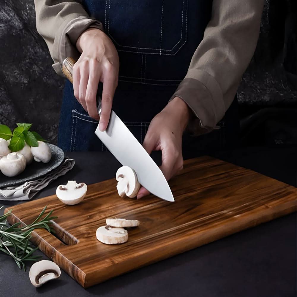 Acacia Wood Cutting Board | Built-In Handle for Carrying and Hanging | Chopping, Serving and Storage for Indoor and Outdoor Use 5