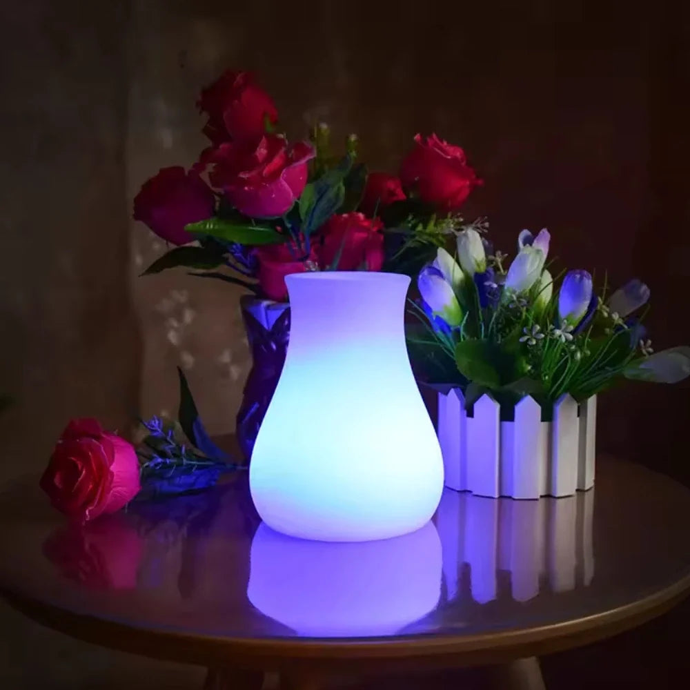 LED Flower Vase Plastic 11 x 11 x 15 cm | Rechargeable & IP65 Waterproof | 16 Colours, Remote Control, USB Charging 7