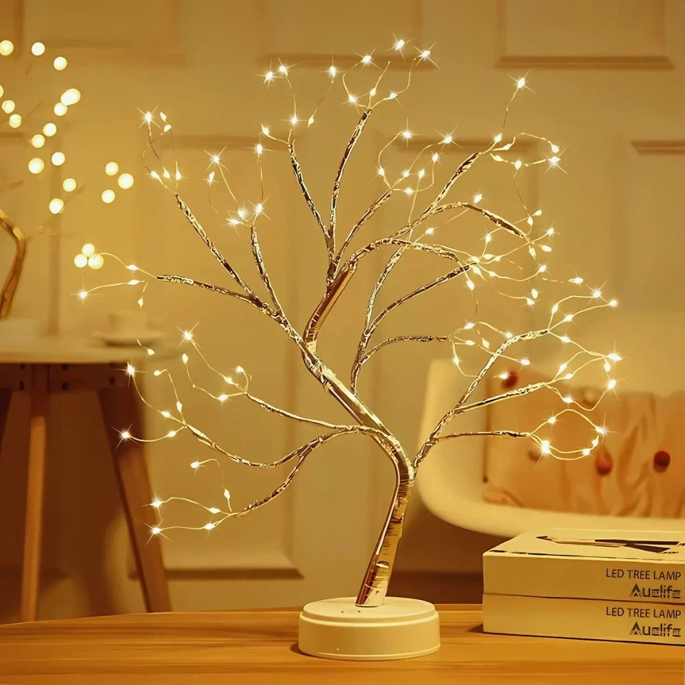 LED Branch Light Tree, Copper Wire, 50 cm | Drop or Pearl Shades, Warm White Glow | Adjustable Branches, USB or Battery Powered 8