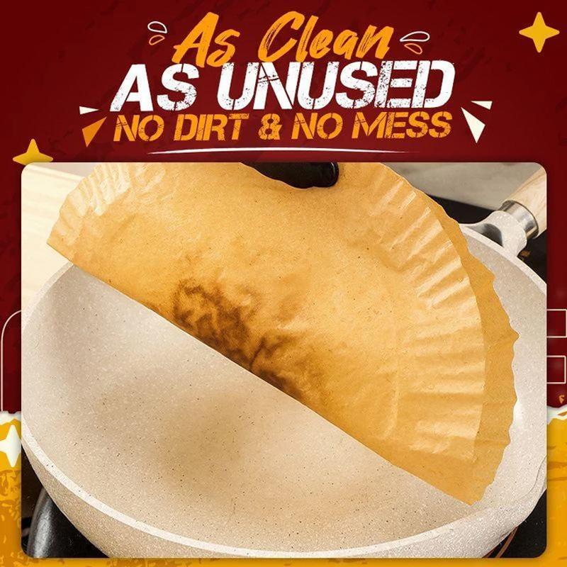 Air Fryer Disposable Paper Liners 50 Pack | Oil-Proof Non-Stick Parchment Round | Easy Cleanup for Baking Roasting Frying 6