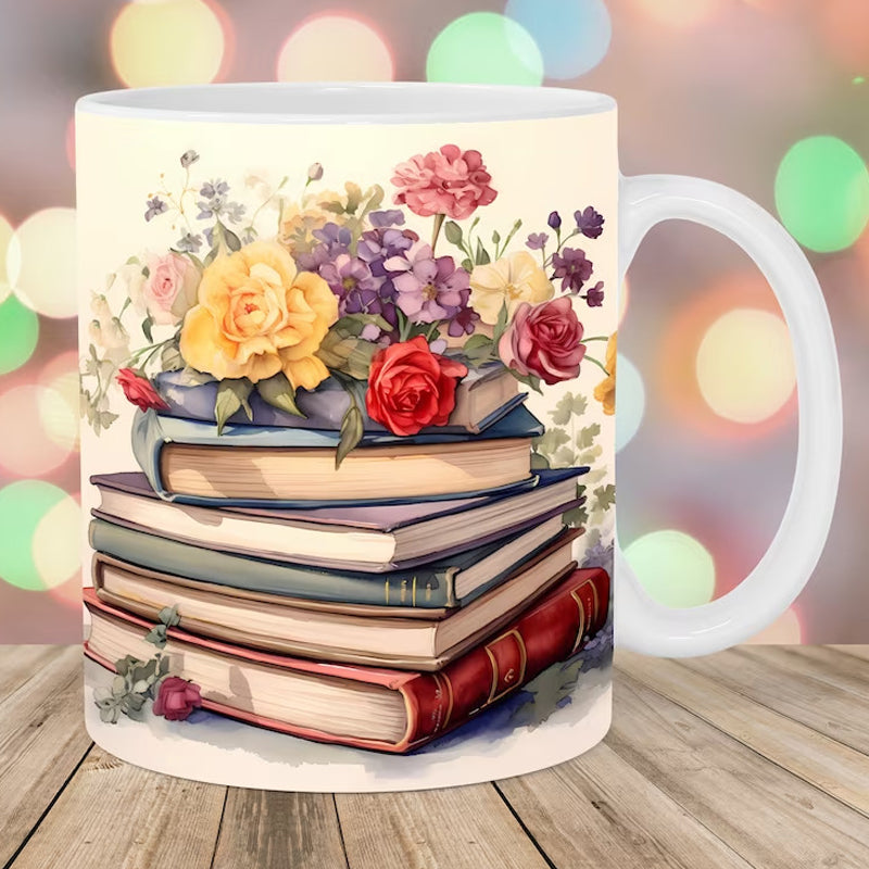 3D Floral Book Mug Ceramic | Realistic Stacked Book Design | Dishwasher & Microwave Safe Gift for Book Lovers Everywhere 8
