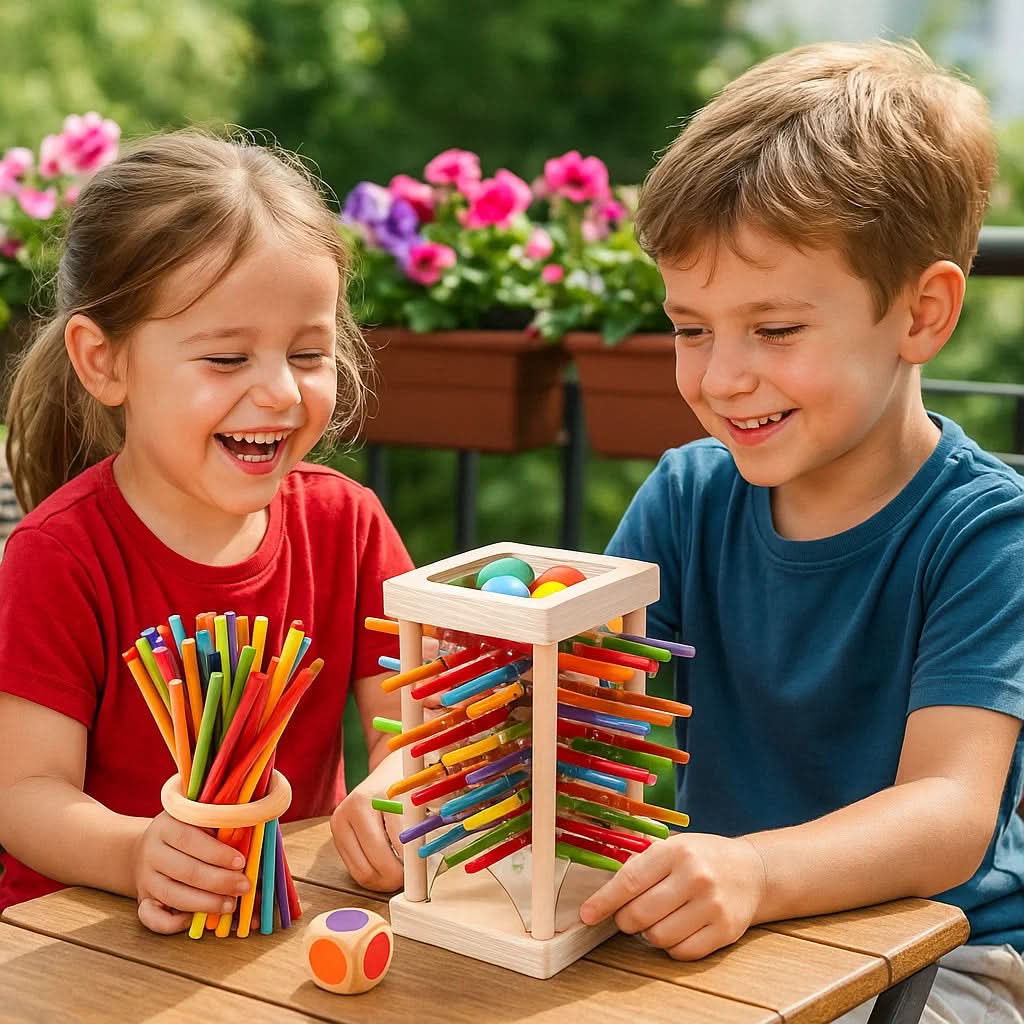 Wooden Stacking Toy 3-in-1 Adjustable Difficulty with Bright Colours 2