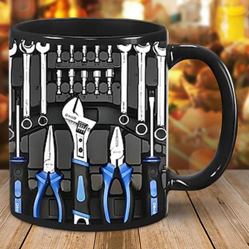Toolbox Mug Ceramic Novelty Microwave Safe Compact with Raised 3D Pattern 7