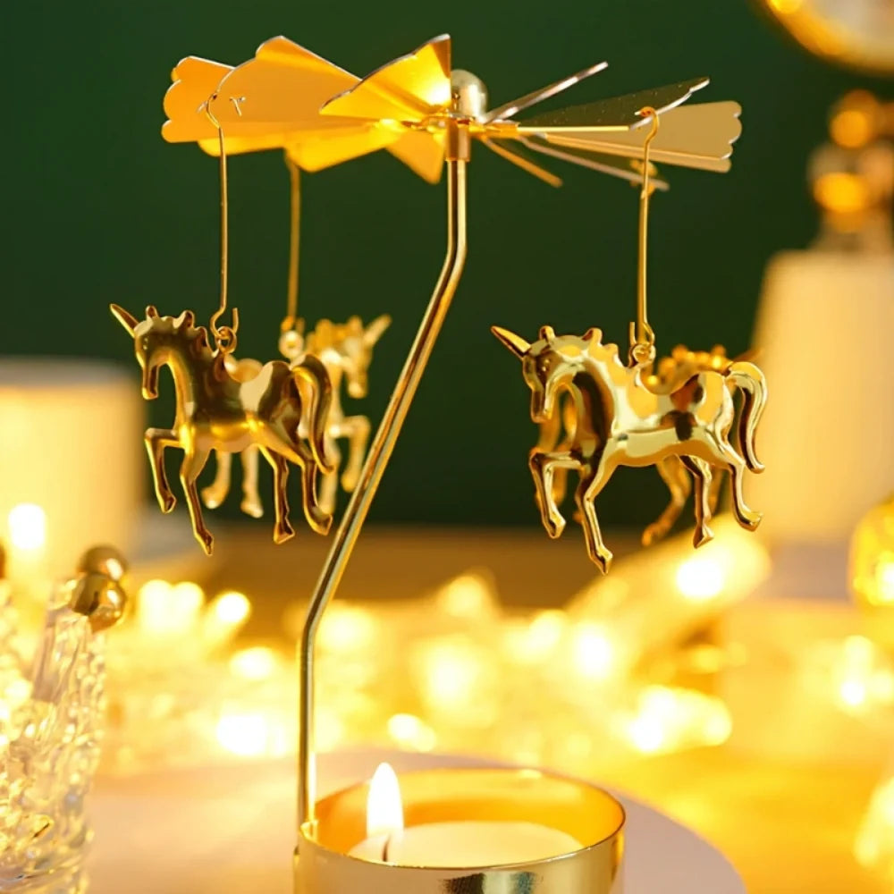 Candle Carousel Alloy Spinner 16.5 x 8 x 5 cm | Fawn, Fairy, Angel, Unicorn Styles | Heat-Powered Rotating Display 7